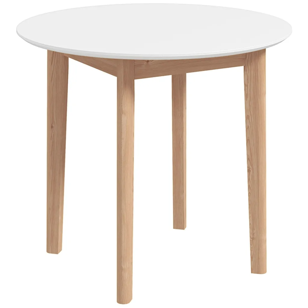 Blagovaonski stol kuhinjski stol okrugli stol skandinavski dizajn 75 cm x 75 cm x 76 cm bijela + prirodna