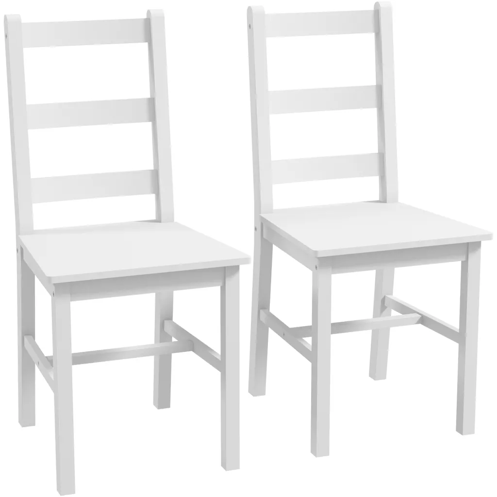 Blagovaonske stolice set od 2 drvene kuhinjske stolice s letvičastim naslonima protuklizne 41 5 x 46 x 90 cm bijele