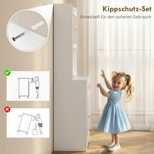 Kuhinjski ormarić s radnom površinom, držač za vinske čaše, ostava za kuhinju, blagovaonicu, 170 cm, MDF, staklo, bijela Cijena