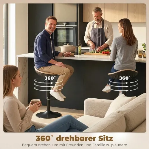 Set od 2 barske stolice, podesive po visini s osloncem za noge, okretne za 360°, čelična baza, hrast Cijena