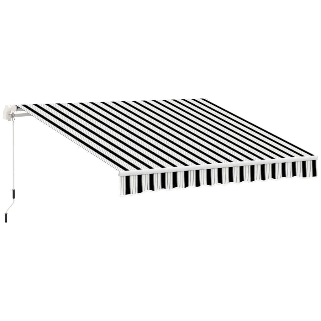 Tenda sjenilo za sunce uvlačiva s ručnom ručicom metalni okvir poliester plava+bijela 3 95 x 2 45 x 3 50 m