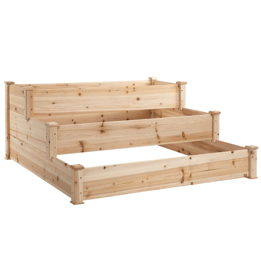 Podignuta vrtna gredica 3-katna za začinsko bilje i cvijeće drvo jele 120x120x56 cm