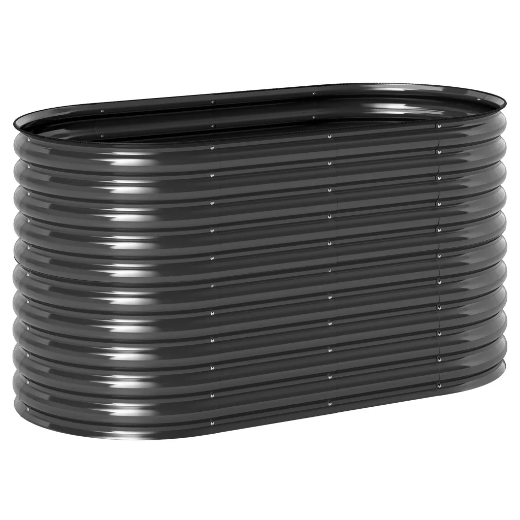 Metalna žardinjera sa sigurnosnim rubom i rukavicama otvoreno dno 160Š x 80D x 80V cm tamno siva