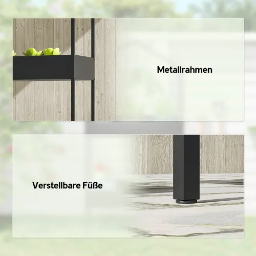 Stalak za cvijeće u obliku kućice s 2 kata, visine 150 cm, s kukama, metalni, crni Cijena