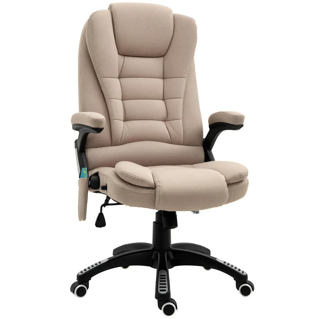 Masažna fotelja s funkcijom grijanja ergonomska stolica za pisaći stol podesiva visina 68D x 72Š x 110-120 cm smeđa