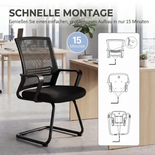 Set od 2 ergonomske uredske stolice bez kotačića, crne Cijena