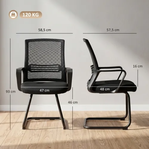 Set od 2 ergonomske uredske stolice bez kotačića, crne Cijena