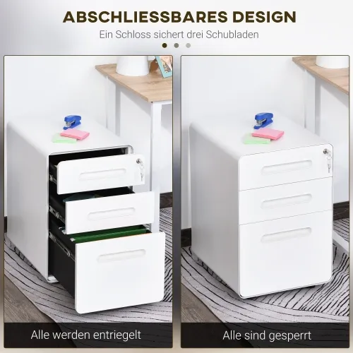 Mobilni ormar za spise s 3 ladice 39x48x59 cm, bijeli Cijena