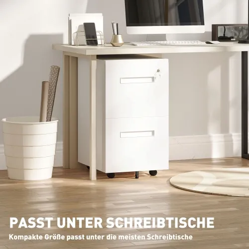 Mobilni ormar za spise, ormar za spise, pregrada, centralno zaključavanje, čelično kućište, 5 kotača, bijela, 39 x 48 x 67 cm Cijena