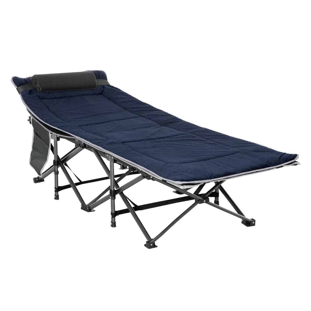 Kamp krevet sklopivi kamp krevet s jastukom 188 x 64 5 x 53 cm tamnoplava+siva