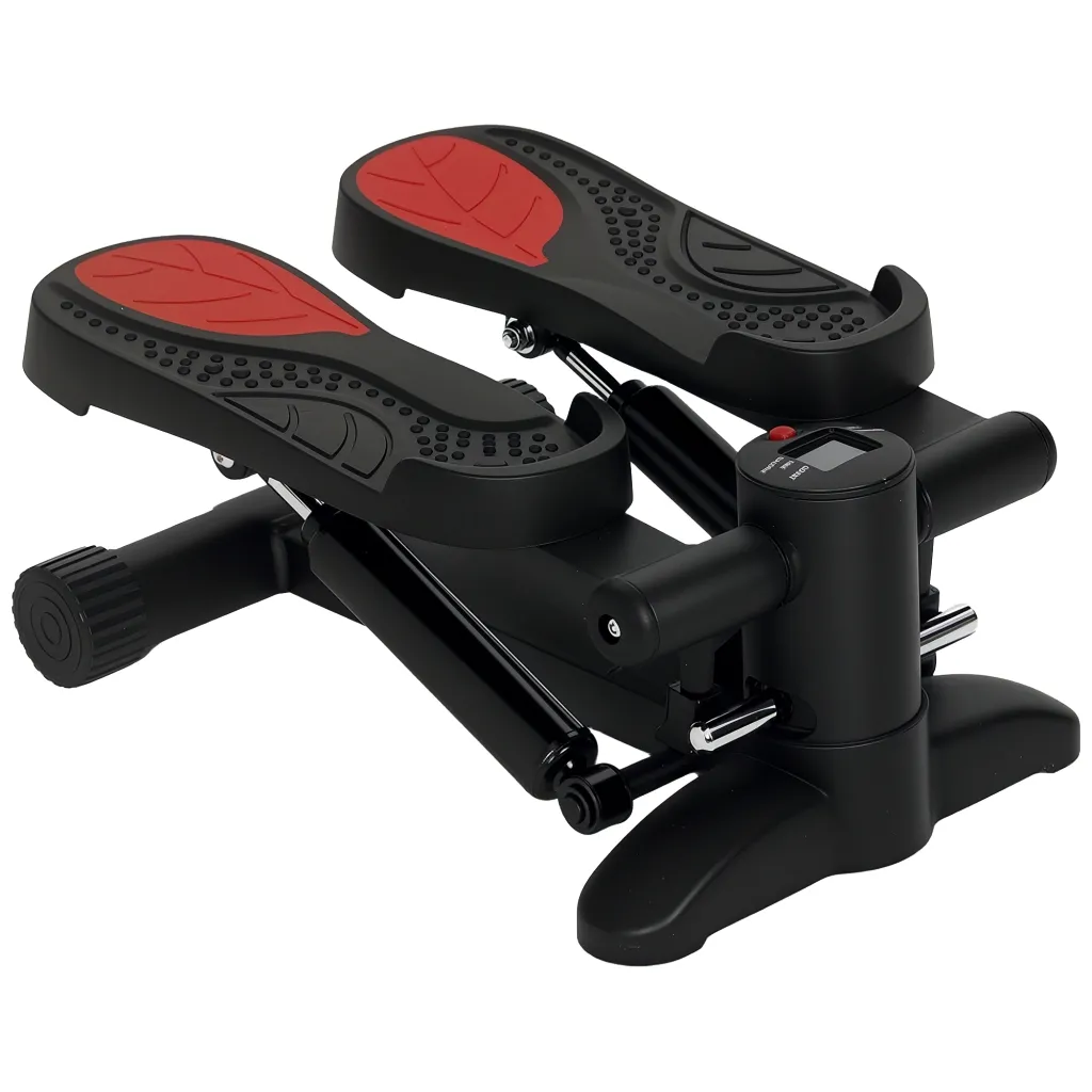 Mini steper kompaktni steper uređaj za vježbanje fitness steper s LCD monitorom i neklizajućim pedalama crni