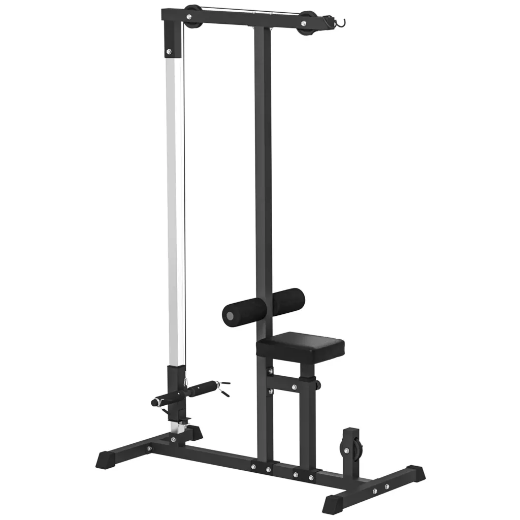 Power rack s remenicom podesivim sjedalom i više položaja sajle čelik crna 107 x 120 x 190 cm