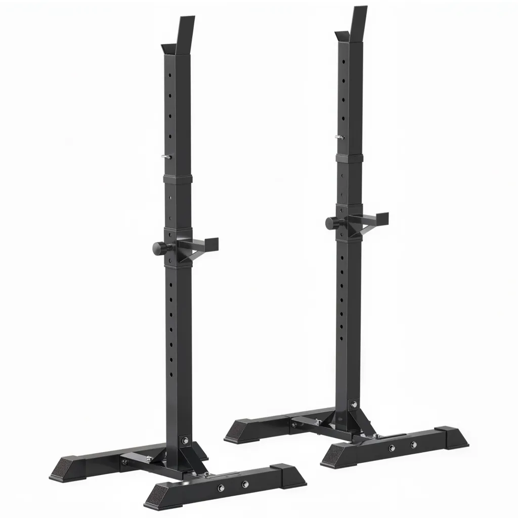 Stalak za utege set od 2 nosivost do 150 kg podesiv po visini čelik bijela + crna 52 x 48 x 160 cm