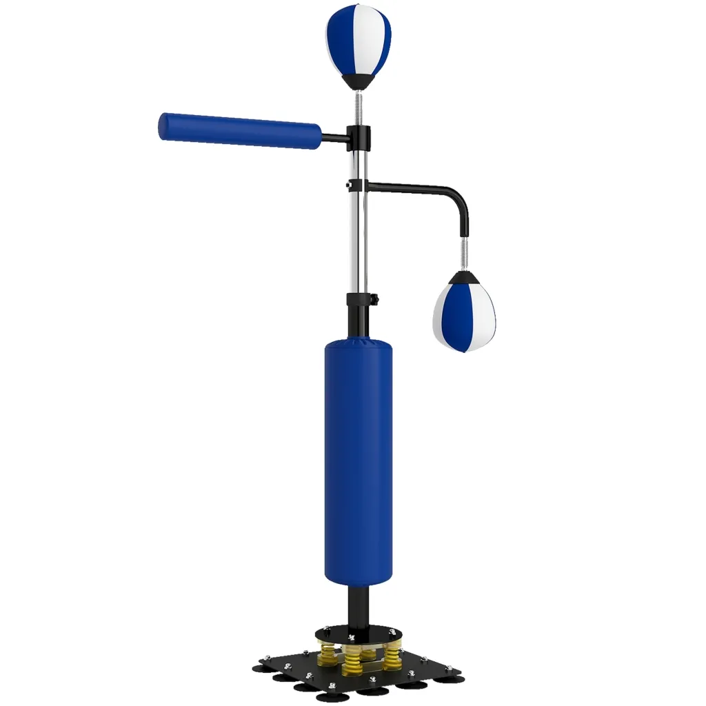 Boksački stalak 2 speedball lopte rotirajuća šipka podesiva visina čelik 107x36 cm plavi
