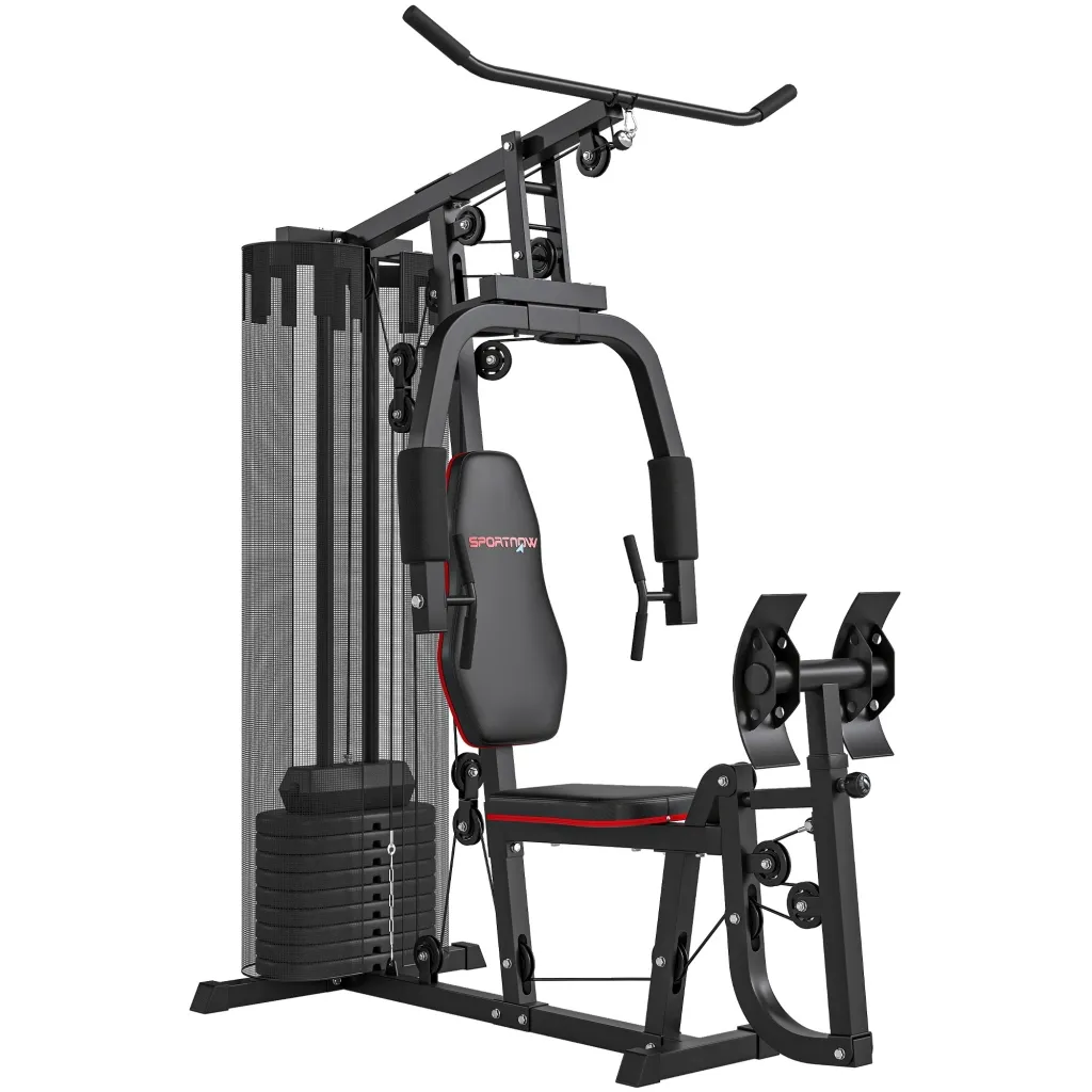 Kućna fitness stanica s utezima od 45 kg koturom za sajle stanicom za prsa i leg pressom za svestran trening