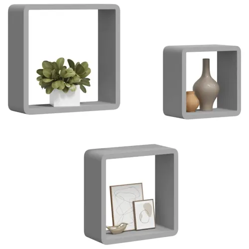 Kockaste zidne police 3 kom sive MDF - Siva 28 x 10 x 28 cm 3 1 Cijena