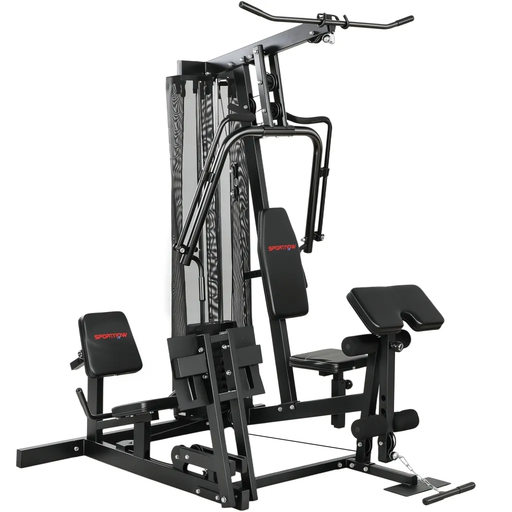 Power rack fitness stanica s lat pulldownom butterfly barom utezima od 65 kg užetom do 120 kg