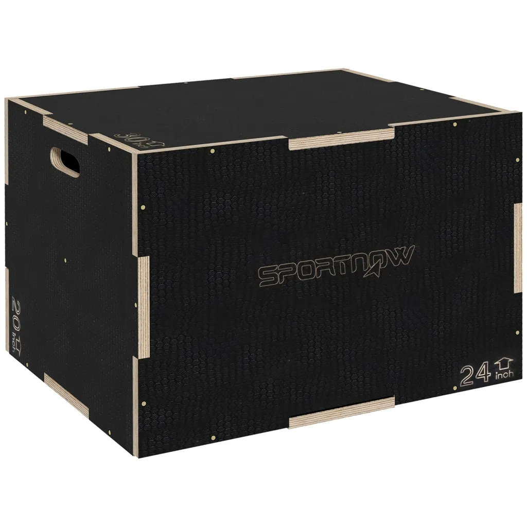 Plyo kutija/kutija za skakanje robusna 61 x 51 x 41 cm crna ručka 10 x 3 5 cm do 120 kg