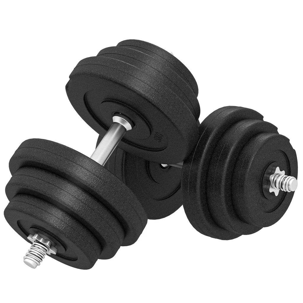 Set bučica 40 kg 2 metalne ručke 12 ploča za utege prilagođeno podu crno