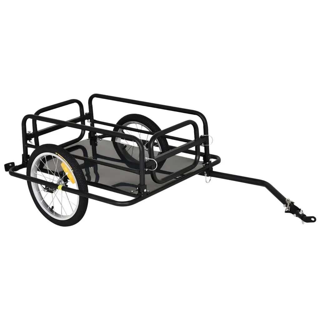 Prikolica za bicikl teretna nosivost 40 kg čelik crna 139 x 71 5 x 49 cm