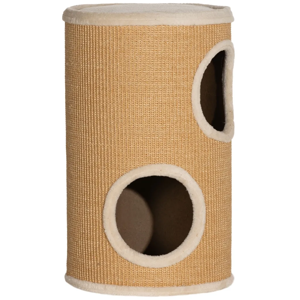 Drvo za mačke s puno prostora plišana navlaka sisal površina Φ35 x 60V cm smeđe-bež 10 kg
