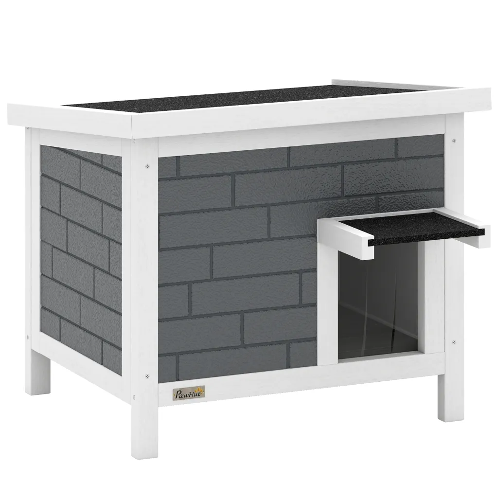 Vodootporna drvena kućica za mačke s krovom na šarke aluminijskim izolacijskim pločama asfaltnim krovom 61x51x53 5 cm