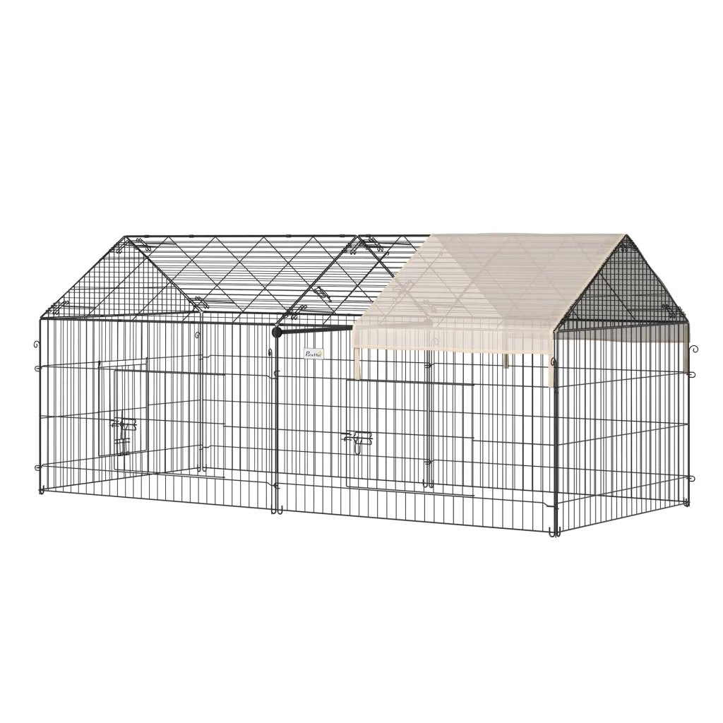 Ograđeni prostor za male životinje vanjski 4 stupa za pod 220 cm x 103 cm x 103 cm crna + bež