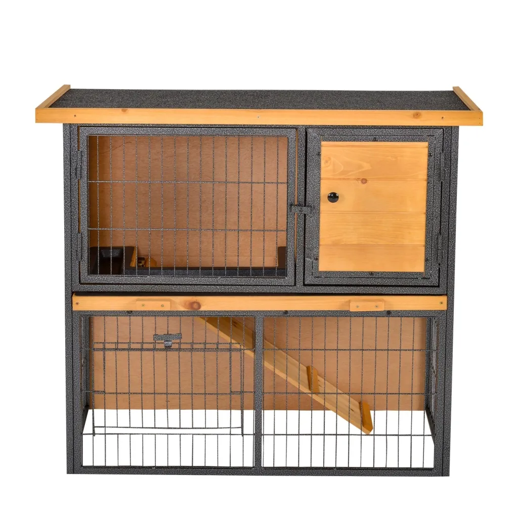Kavez za male životinje s kućicom drvo-metal svijetložuta 89 5x45x81 cm