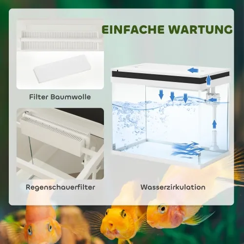 Stakleni akvarij od 41 litre s filterom, LED svjetlima, vodenom pumpom, za razne vrste riba, bijeli Cijena