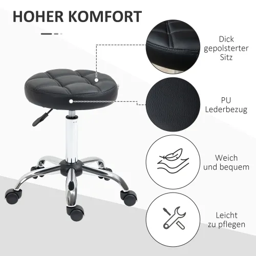 Set od 2 uredske stolice na kotačiće, podesiva visina 48-63 cm, crne Cijena