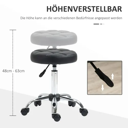 Set od 2 uredske stolice na kotačiće, podesiva visina 48-63 cm, crne Cijena