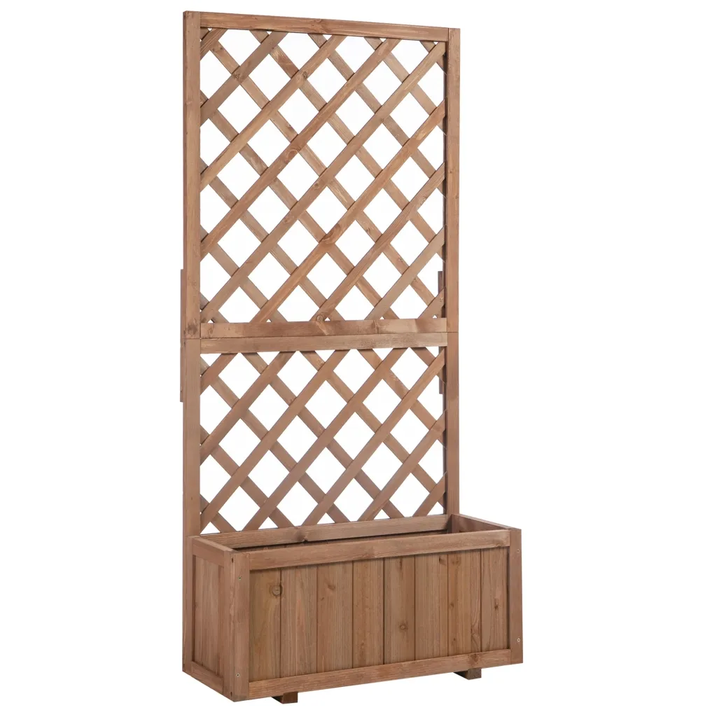 Žabinjak za povišene gredice s rešetkom žardinjera od špalje drvena kutija za cvijeće 72 5x31 5x149 5 cm za vrt balkon terasu saksija za penjačice cvijeće narančasta