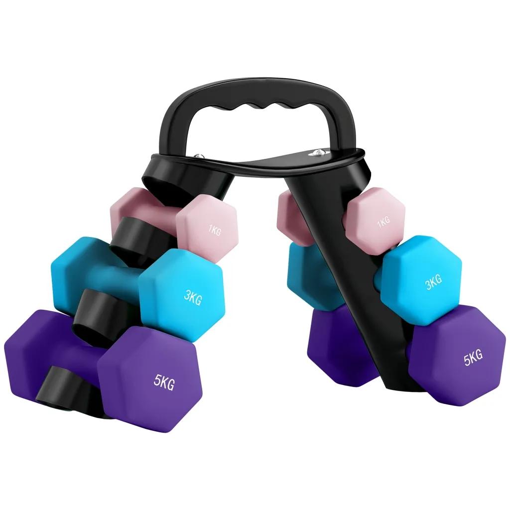 Set bučica sa stalkom za pohranu set od 6 bučica za fitness trening 2 x 1 kg 2 x 3 kg 2 x 5 kg
