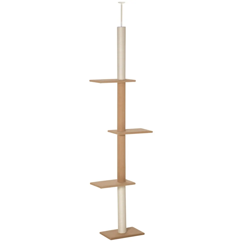Drvo za mačke do stropa podesivo 228-260 cm 3 razine grebalica kaki