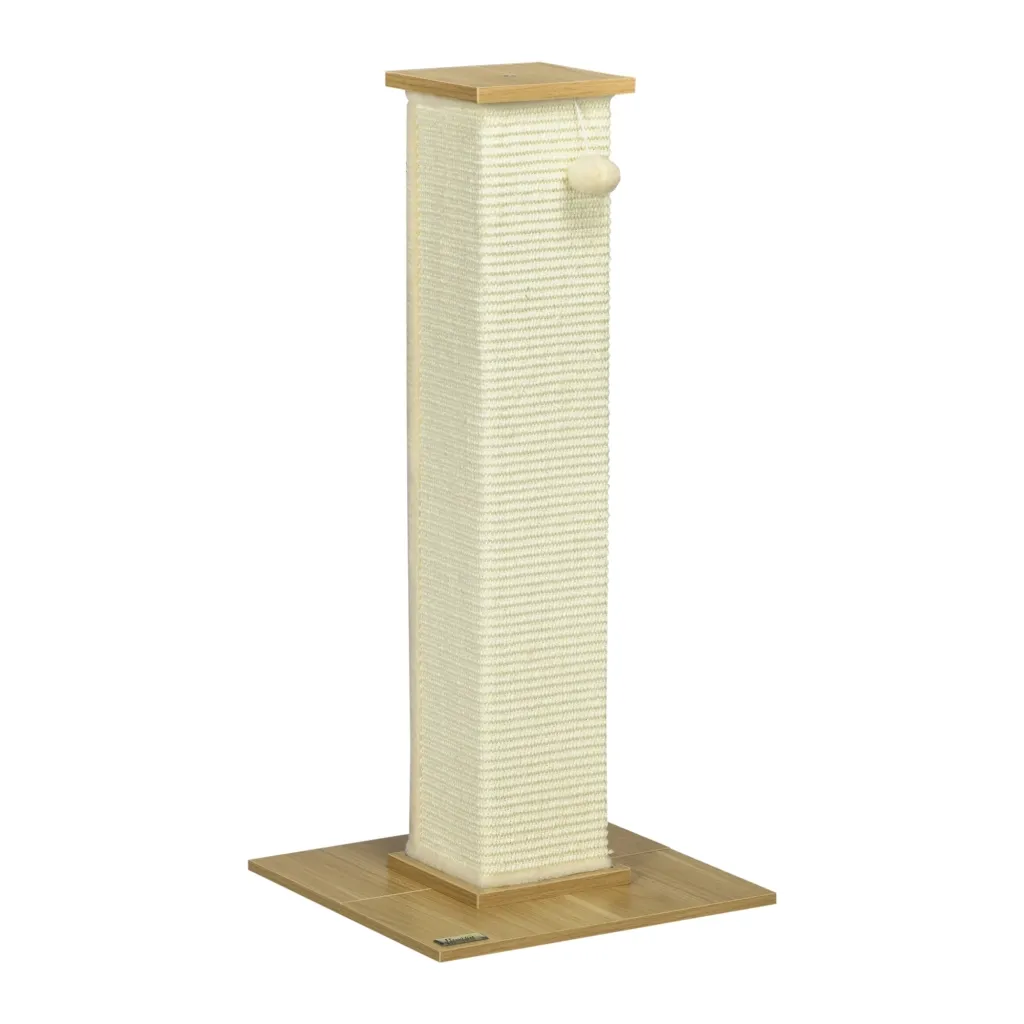 Drvo za mačke s igračkama 38 cm x 38 cm x 80 cm bež + prirodna