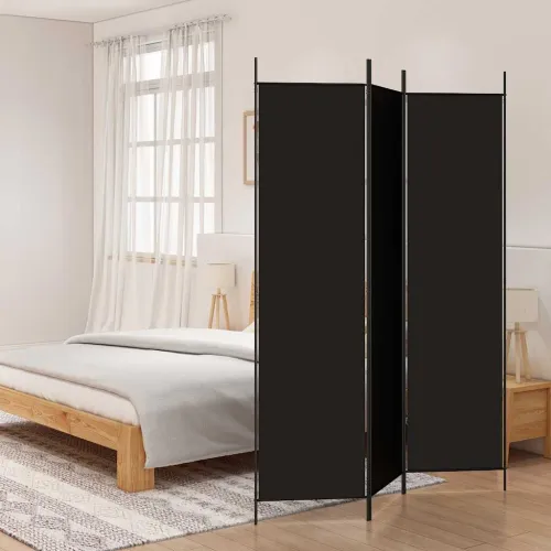 Paravan - Sobna pregrada s 3 panela crna 150 x 200 cm od tkanine- OUTLET - NEPREUZETO Cijena