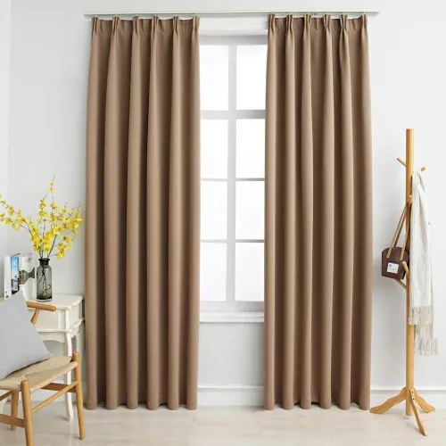 Zavjese za zamračivanje s kukama 2 kom - Sivo-smeđa 140 x 245 cm - OUTLET - NEPREUZETO Cijena
