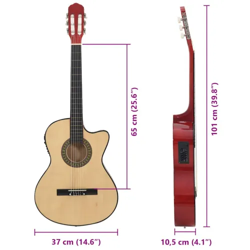 Klasična gitara Western s prorezom, ujednačivačem i 6 žica - Svjetlosmeđa Cijena