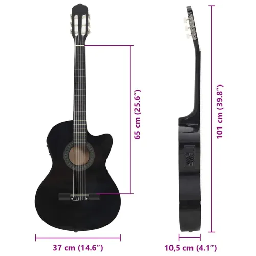 Klasična gitara Western s ujednačivačem i 6 žica crna - Crna Cijena