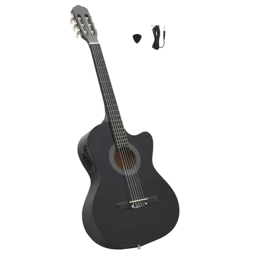 Klasična gitara Western s ujednačivačem i 6 žica crna - Crna Cijena