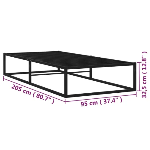 Okvir za krevet crni metalni 90 x 200 cm - Crna 90 x 200 cm Cijena