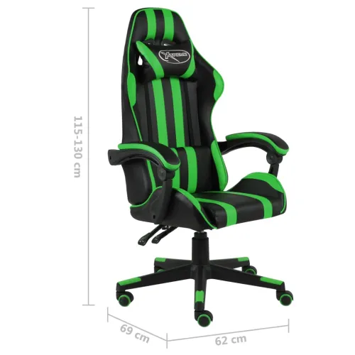 Gaming stolica od umjetne kože crno-zelena - Zelena 1 Bez naslona za noge Cijena