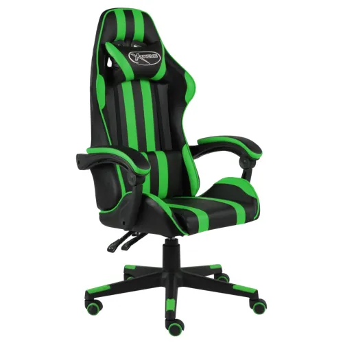 Gaming stolica od umjetne kože crno-zelena - Zelena 1 Bez naslona za noge Cijena