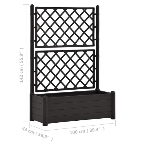 Vrtna sadilica s rešetkom 100 x 43 x 142 cm PP antracit - Antracit 100 x 43 x 142 cm Cijena
