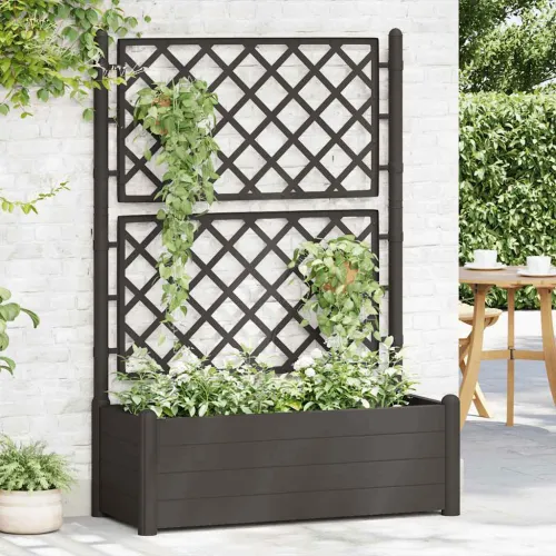 Vrtna sadilica s rešetkom 100 x 43 x 142 cm PP antracit - Antracit 100 x 43 x 142 cm Cijena