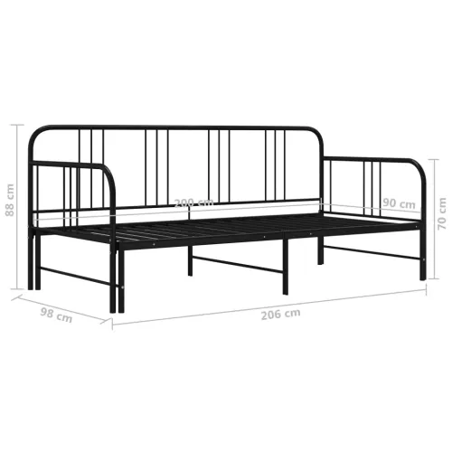 Okvir za krevet na razvlačenje crni metalni 90 x 200 cm - Crna Cijena