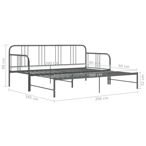 Okvir za krevet na razvlačenje sivi metalni 90 x 200 cm - Siva Cijena