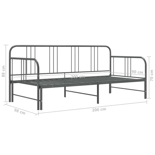Okvir za krevet na razvlačenje sivi metalni 90 x 200 cm - Siva Cijena
