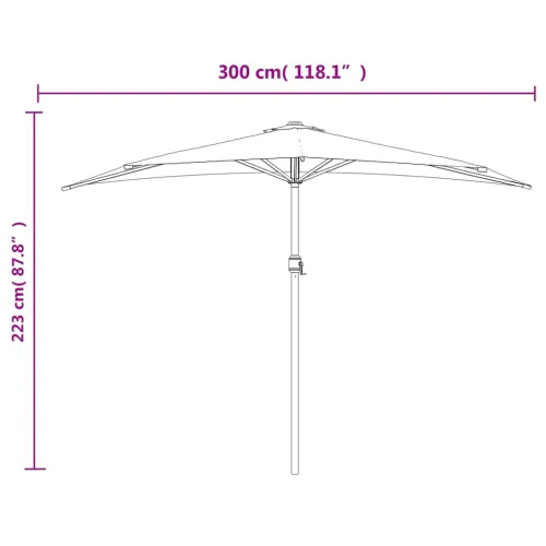 Balkonski suncobran crni 300 x 155 x 223 cm polukružni - Tamnocrna Cijena