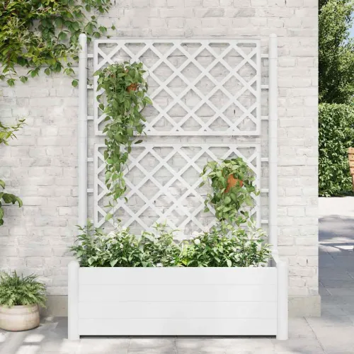 Vrtna sadilica s rešetkom 100 x 43 x 142 cm PP bijela - Bijela 100 x 43 x 142 cm 1 Cijena